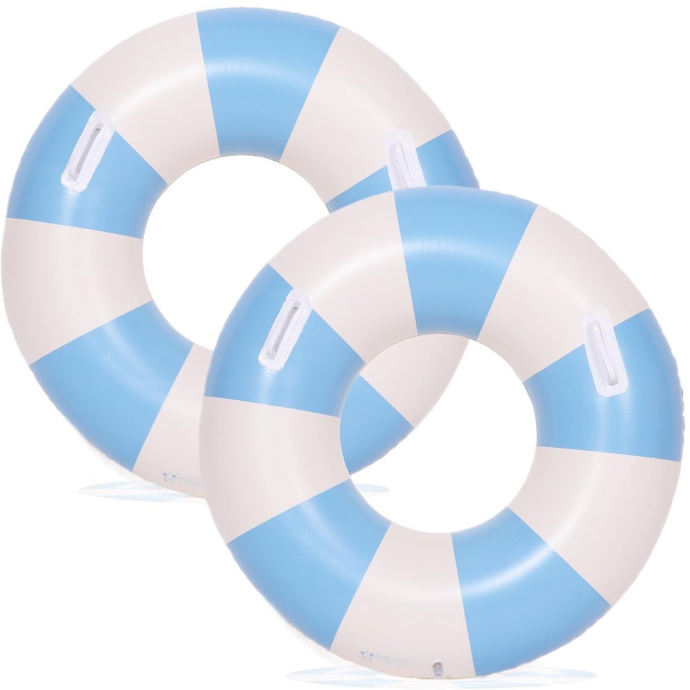 2PCS Large Swimming Pool Tubes Inflatable Pool Floats for Adult Swim Ring Floaties Inflatable Swimming Pool Raft Summer Beach Lounger Float Party Supplies (Blue, 36 inch)
