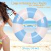2PCS Large Swimming Pool Tubes Inflatable Pool Floats for Adult Swim Ring Floaties Inflatable Swimming Pool Raft Summer Beach Lounger Float Party Supplies (Blue, 36 inch) view 2