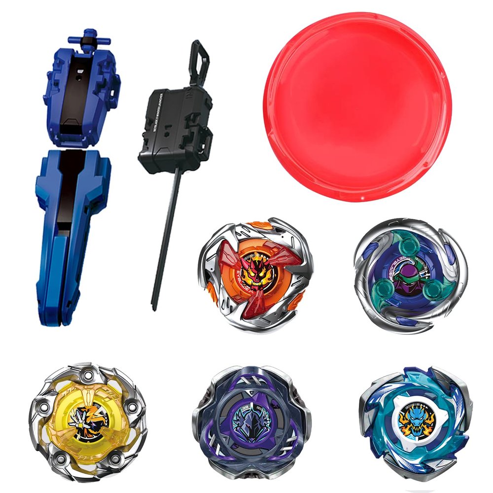 ASVEXKW Battling Set, Spinninning Top Burst Toy Combat Battling Game Set, Spinning & Launchers, Bey Stadium, Greats Birthday Gift for Boys, 5 Spinning Tops 2304-02 (01)