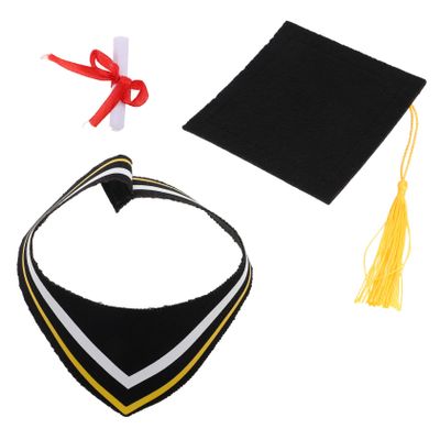 PRETYZOOM Graduation Gown and Cap Costume Outfit for Stuffed Animals Plush Bear Dress Up with Scarf Tassel Certificate for Graduation Parties and Celebrations