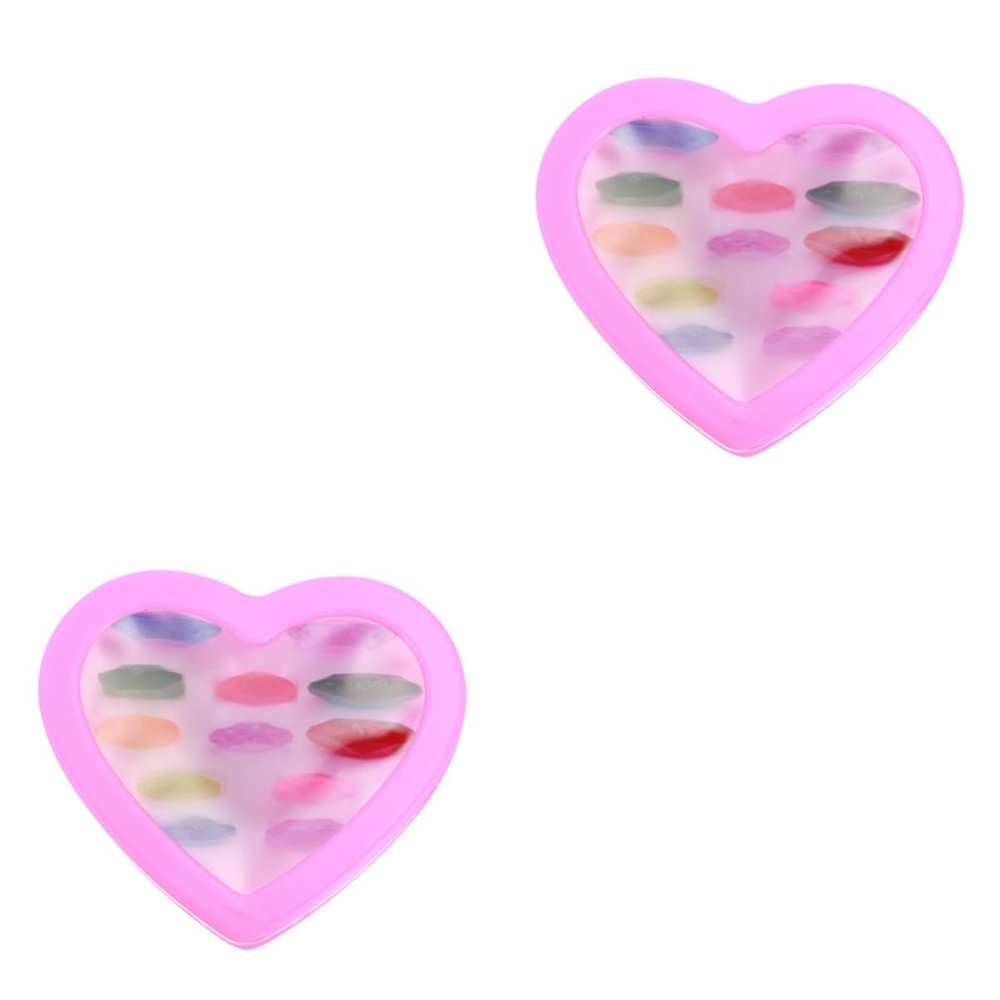 Kisangel 2sets Plastic Gemstones for Crafts Glittering Accessories Heart-shaped Box for Girls and Creative Play