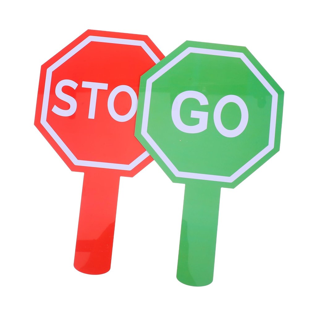 DOITOOL 2pcs Double-Sided Traffic Safety Paddles for Boys and Girls Interactive Signs Classroom Tools for Traffic Education and Fun Learning