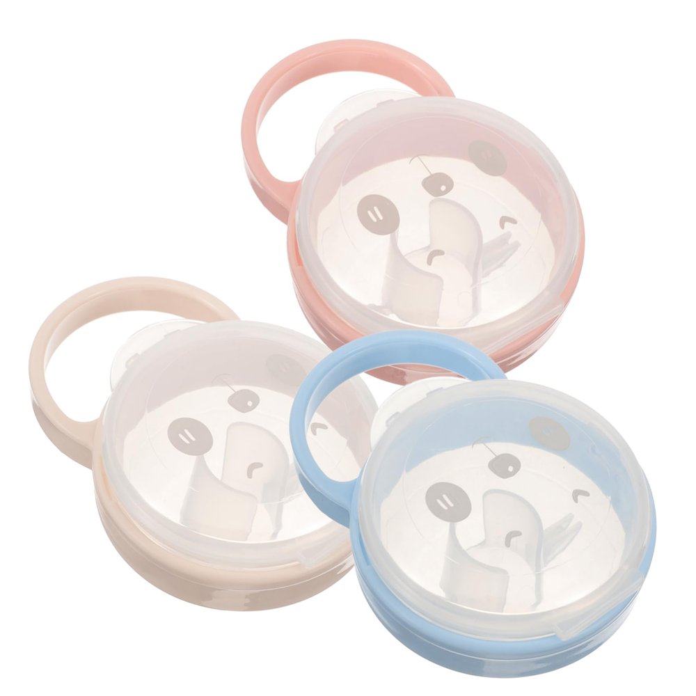 3Pcs Baby Pacifier Storage Case Dustproof and Portable Cartoon Panda Design Toddler Pacifier Holder for Home and Travel