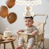 6 Months Birthday Decorations, Beige Half 1/2 Birthday Decorations With Half Way To One Banner And 1/2 Bir-thday Hat For Six Months Ha-Lf Year BD Decor-ations Boy Girls view 3