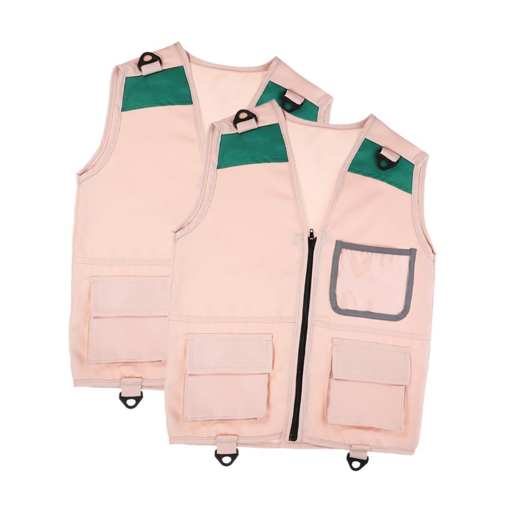 Abaodam 2pcs Boys and Girls Explorer Vest Costume Outdoor Adventure Apparel for Boys and Girls for Cosplay Festivals and Activities Comfortable Fit Multiple Pockets