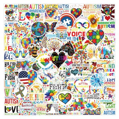 100pcs Autism Stickers Pcs Autism Awareness Waterproof Vinyl Decals for Water Bottles Laptop Luggage Cup Computer Mobile Phone Skateboard Guitar Helmet Snowboard Dcor