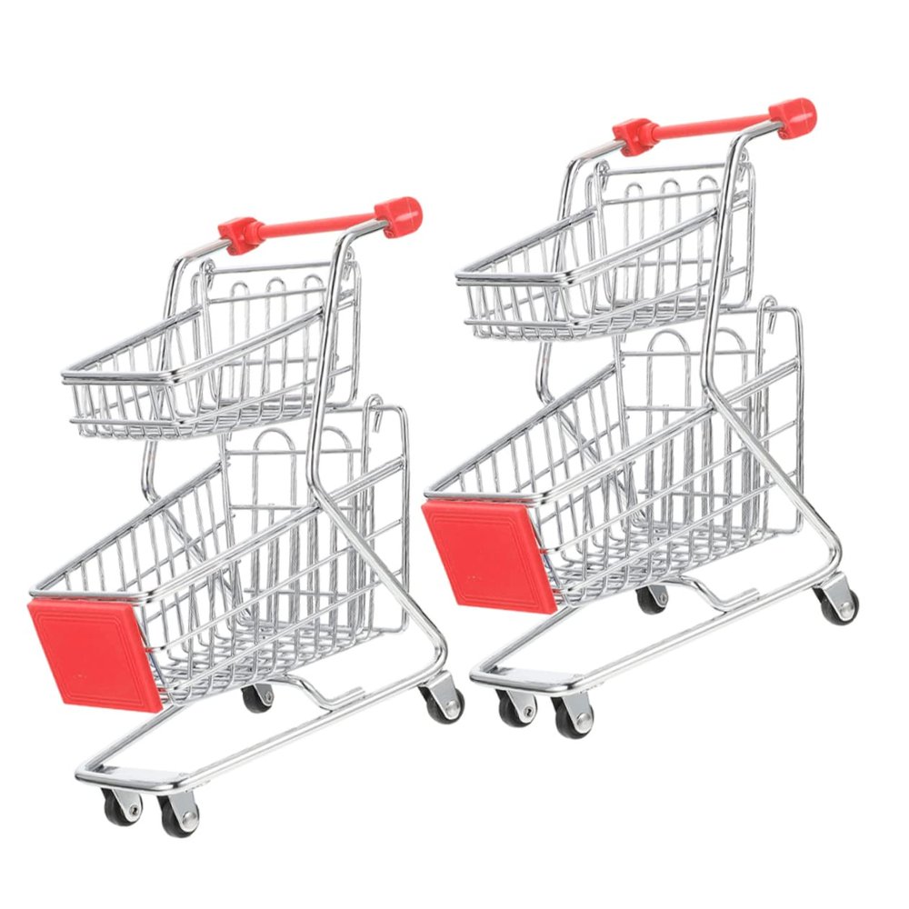 BESPORTBLE 2pcs Mini Supermarket Handcart Toy Rolling Cart Small Shopping Cart for Boys and Girls