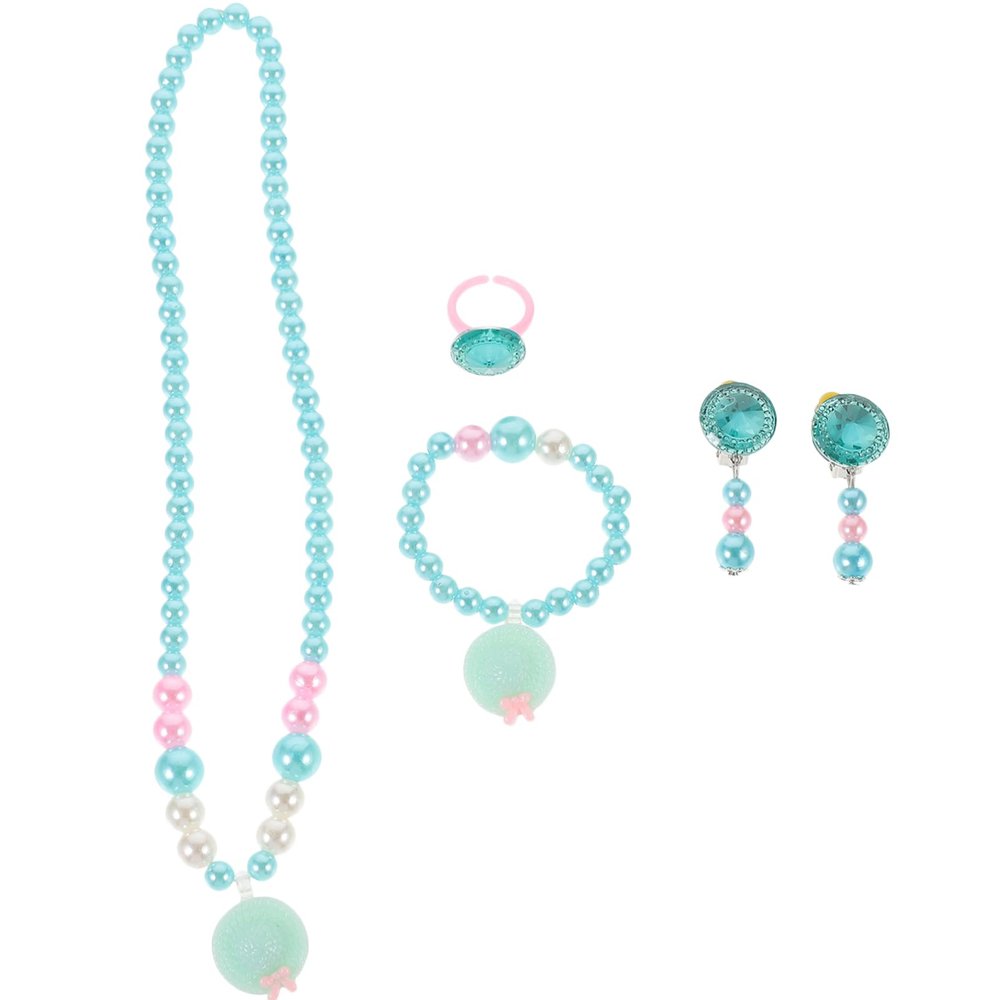 Abaodam 1set Play Jewelry for Girls Necklace Bracelet Earring Clip Boys and Girls Dress up and Cosplay Birthday