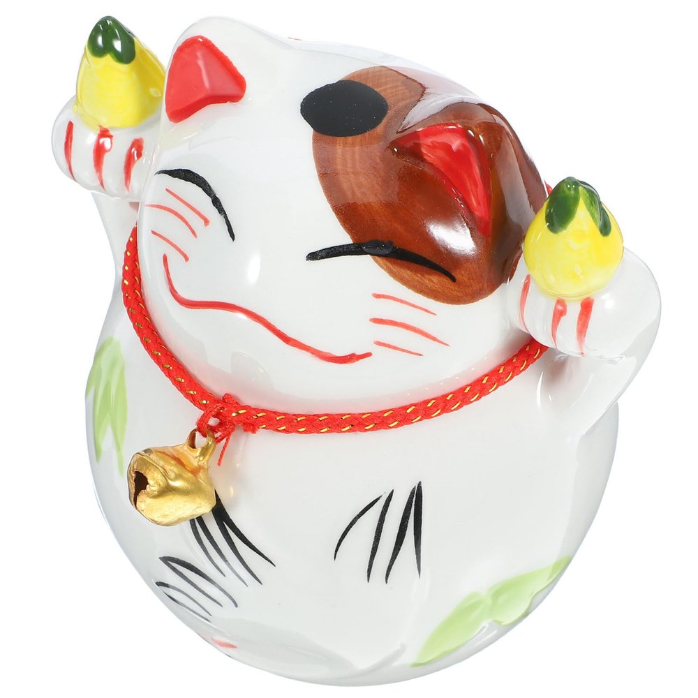 Abaodam 1pc Cute Cat Ceramic Bank Decorative Piggy Bank for Girls Cartoon Design for Saving Money and Home Decor for Desktop Use and Mood Relaxation