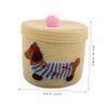 VOSAREA Cute Woven Car Storage Bin with Lid Decorative Cotton Basket for Dog Toys Small Round PET Toy Organizer for Vehicles and Home view 2