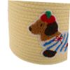 VOSAREA Cute Woven Car Storage Bin with Lid Decorative Cotton Basket for Dog Toys Small Round PET Toy Organizer for Vehicles and Home view 3
