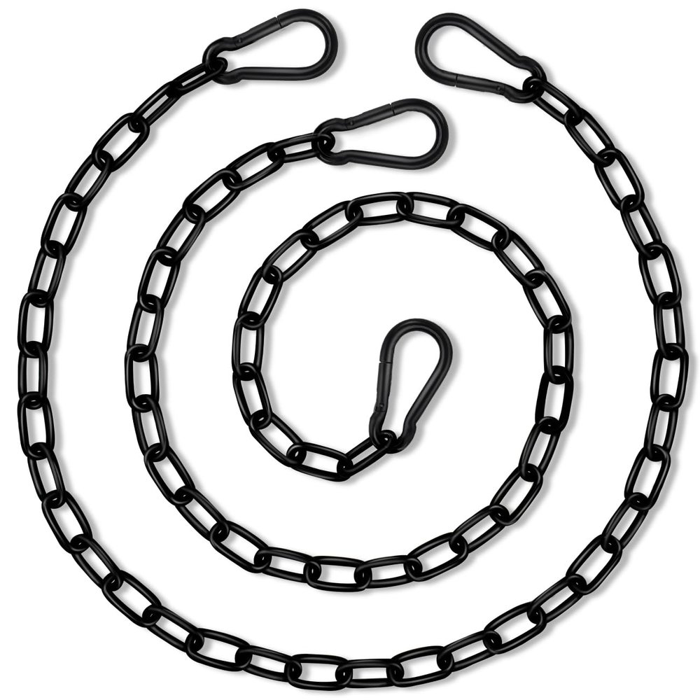 2 Pack Hanging Swing Chain with 4 Carabiners 44in, 660LB Capacity Heavy Duty Hammock Hardware Kit for Punching Bags, Swing Chairs, Indoor & Outdoor Gym (Black, 44in, 2pcs)
