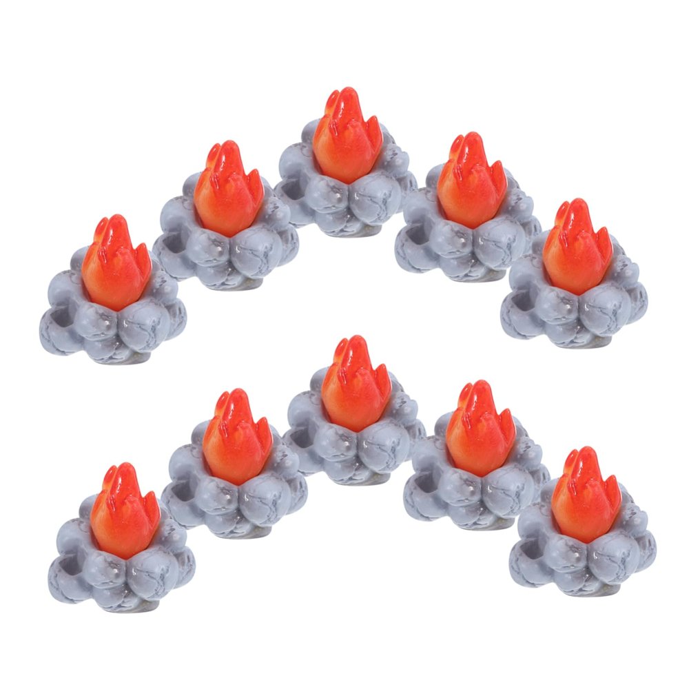 BESPORTBLE 10pcs Mini Resin Bonfire Model for Dollhouse Creative Landscape Decoration Fire Pit Accessories for Flower Pots and Miniature Scenes
