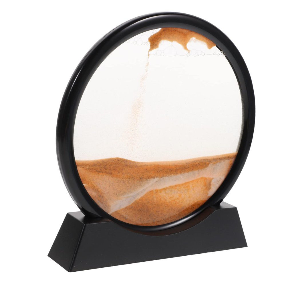 Toddmomy 3D Moving Sand Art Hourglass 7-Inch Home Office Decor Relaxing Sandscape Sand Art Decoration for Adults and Boys and Girls Unique Desktop Ornament
