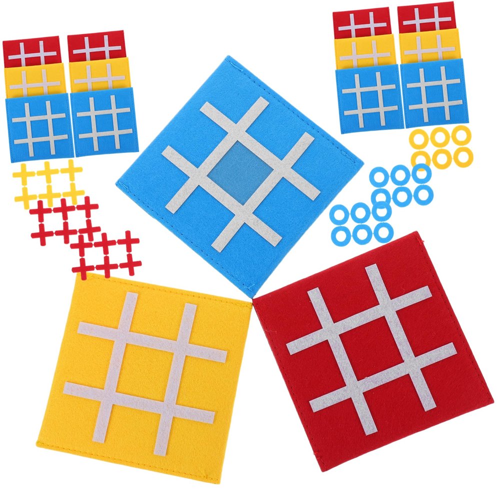 DECHOUS 15pcs Boys and Girls Ticktacktoe Game Felt Toe Board for Educational Family Fun for Parties and Indoor Activities