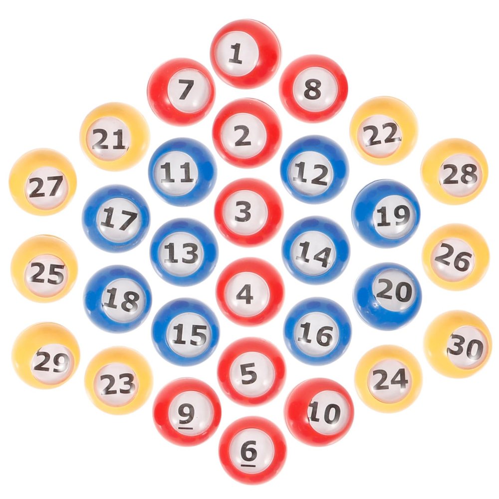 Kisangel 30pcs Bingo Balls Lottery Balls Raffle for Bingo Machine Numbered Entertainment Safe Reusable Game for Party Event