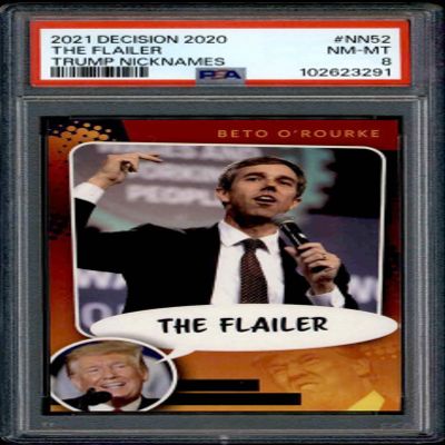 2021 Leaf Decision S2 The Flailer Trump Nicknames #NN52 (Error Front - Missing Stamp) (PSA 8)