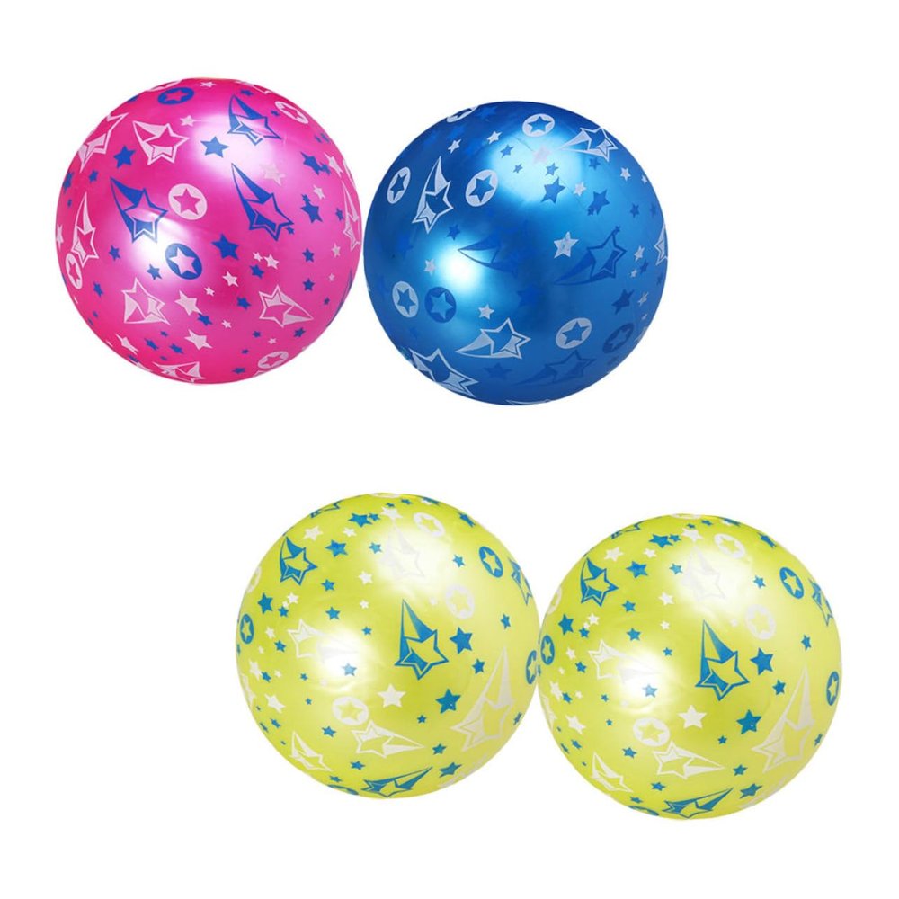 Kisangel 4pcs Inflatable Star Printing Ball Toy Bouncy Balls for Boys and Girls Shiny Boy Girl Toy Safe for and Play Random Color