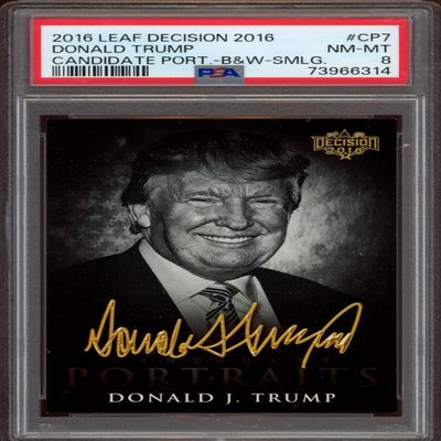2016 Leaf Decision Trump Candidate Portraits #CP7 (Black & White) (Mouth Open) (PSA 8)
