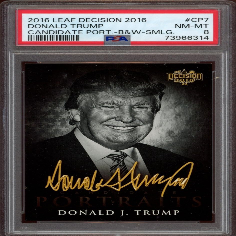 2016 Leaf Decision Trump Candidate Portraits #CP7 (Black & White) (Mouth Open) (PSA 8)