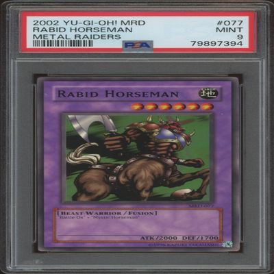 2002 Yu-Gi-Oh! Metal Raiders Rabid Horseman #MRD-077 (PSA 9)