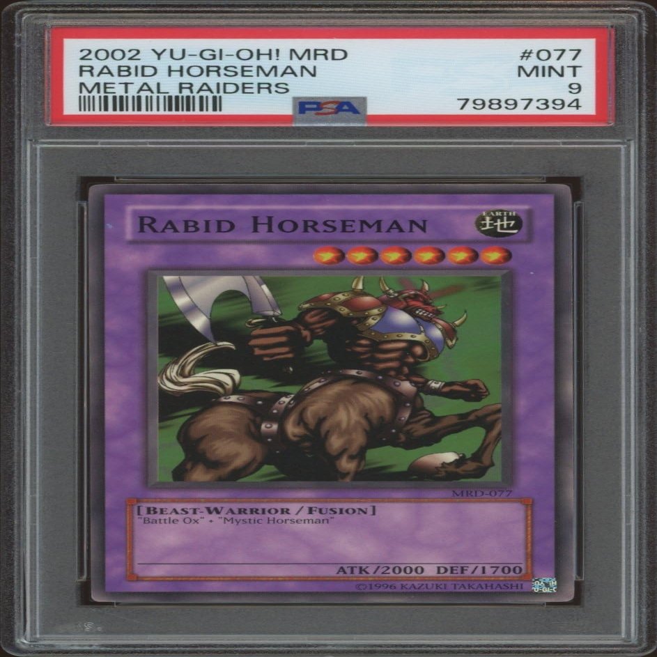 2002 Yu-Gi-Oh! Metal Raiders Rabid Horseman #MRD-077 (PSA 9)