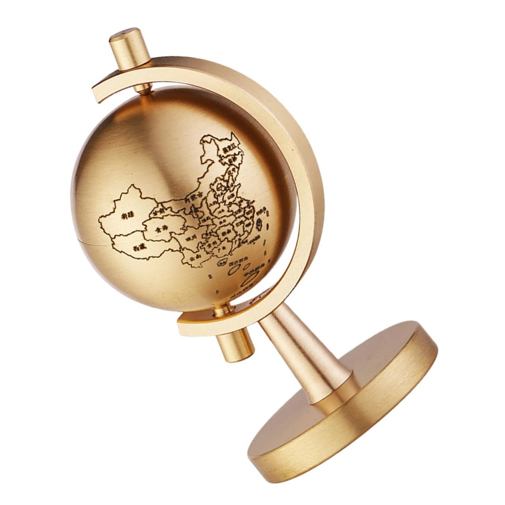 ERINGOGO Small Brass Globe Base Rotating Desktop Decor for Home Office Classroom