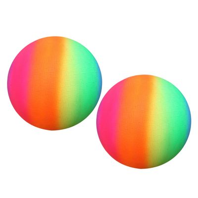 Milisten 2pcs Bounce Play Ball Thickened Rainbow Balls Boys and Girls Kickball for Outdoor Inflatable for Playground Activities