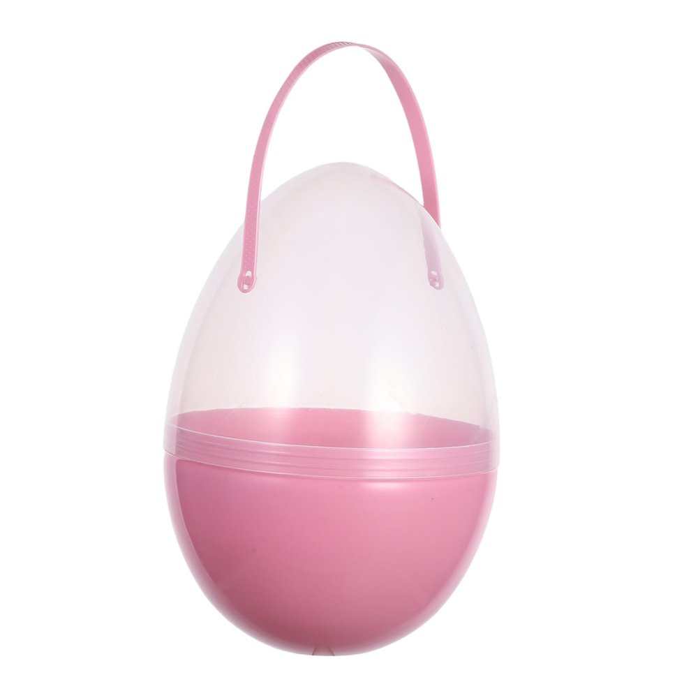 COMPUKAS Jumbo Plastic Easter Eggs with Handles Clear -shaped Buckets for Treats Surprises and Festive Decor and Interactive Play