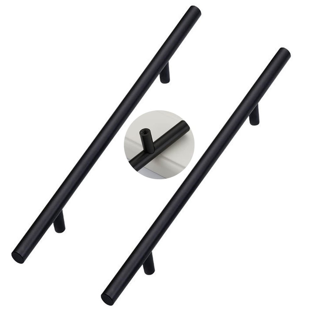 YDLJEHQO Wardrobe Door Handles,2pcs Aluminum Alloy Drawer Handles Black T Bar,Cupboard knockers Bedroom Knob Knobber for Dresser,Furniture Hardware(Hole Distance 192mm)