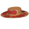 Artisanal Hat - Suede - Red Roses - Camel view 1