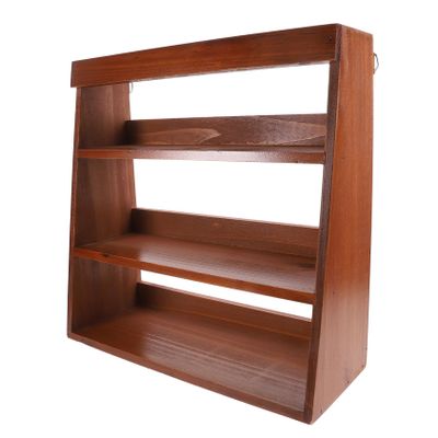 Happyyami Vintage Wooden Riser Display Stand 3-Tiered Toy Model Storage Rack Versatile Wood Shelf for Collectibles Desktop Organizer Figures and Crafts