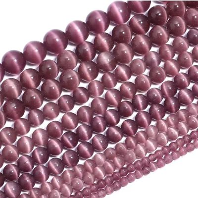 1 Strand Purple Natural Cat Eye Stone Beads 4/6/8/10/12mm Round Loose Gemstone Bead For DIY Bracelet Necklace Making,Purple Cat Eye,10mm(approx 30pcs)