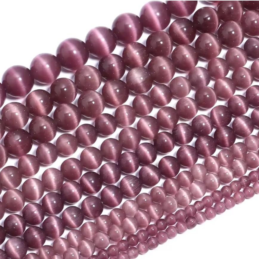 1 Strand Purple Natural Cat Eye Stone Beads 4/6/8/10/12mm Round Loose Gemstone Bead For DIY Bracelet Necklace Making,Purple Cat Eye,10mm(approx 30pcs)