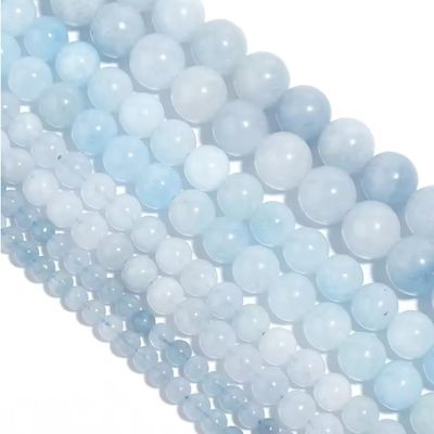 4/6/8/10mm Natural Aquamarines Stone Beads Blue Round Gemstone Bead For DIY Bracelet Necklace Making Beaded Accessories,Aquamarines Stone,4mm Apx 90pcs