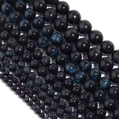 1 String Dark Blue Tiger Eye Stone Beads 4-12mm Natural Loose Bead For DIY Bracelet Necklace Making Accessories,Dark Blue Tiger Eye,12mm(approx 30pcs)