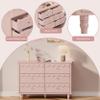 Anbuy Pink Scalloped Nursery Chests and Nursery Chests and Dresser for Kids Bedroom Wood 6 Drawer Dresser, Dressers & Chests of Drawers with Metal Handles for Bedroom, Nursery, Hallway view 4