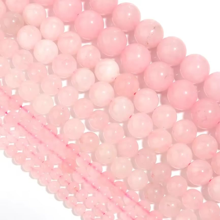 1 Strand Rose Pink Quartz Stone Beads Natural Round Gemstone Bead For Making DIY Bracelet Findings 4/6/8/10/12mm,Pink,12mm (approx 30pcs)