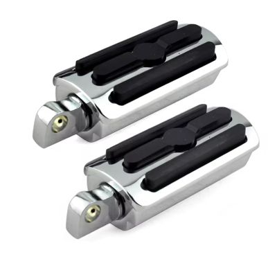 QCWLDKJRV Gloss Black and Chrome Motorcycle FootPegs Rest Fit for Harley XL Sportster Fit for Softail Glide Fat Boy(Chrome)