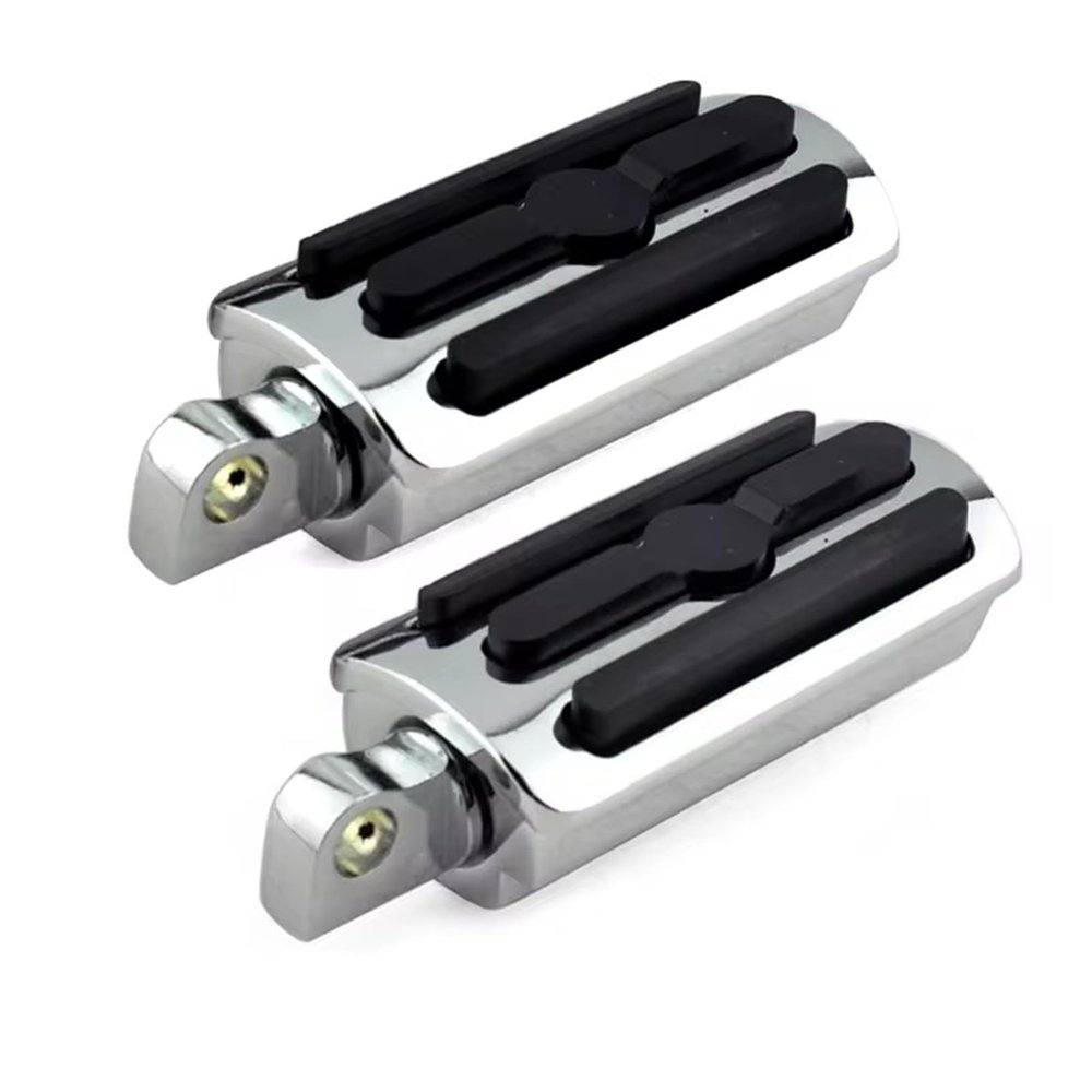 QCWLDKJRV Gloss Black and Chrome Motorcycle FootPegs Rest Fit for Harley XL Sportster Fit for Softail Glide Fat Boy(Chrome)