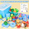 105Pcs Kids Kitchen Playset, Play Kitchen Accessories, Pretend Play Food Tea Party Set, Toy Kitchen Kids Cooking Real with ApronChef Hat, Utensils Cookware, Toy Organizer, Birthday Gift for Toddler view 3