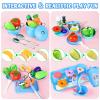 105Pcs Kids Kitchen Playset, Play Kitchen Accessories, Pretend Play Food Tea Party Set, Toy Kitchen Kids Cooking Real with ApronChef Hat, Utensils Cookware, Toy Organizer, Birthday Gift for Toddler view 4