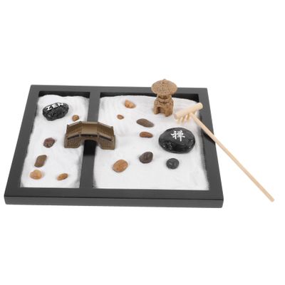 Kisangel Zen Garden Sand Table Decor with Simulation Moss Stones Creative Meditation Desktop Decoration for Home Office Shop Miniature Landscape for Relaxation and Mindfulness