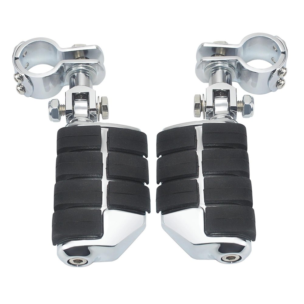 QCWLDKJRV Motorcycles Clamp Floor Boards Chrome Footrest Pedal Footpegs Mount Fit for Harley(Stye C)