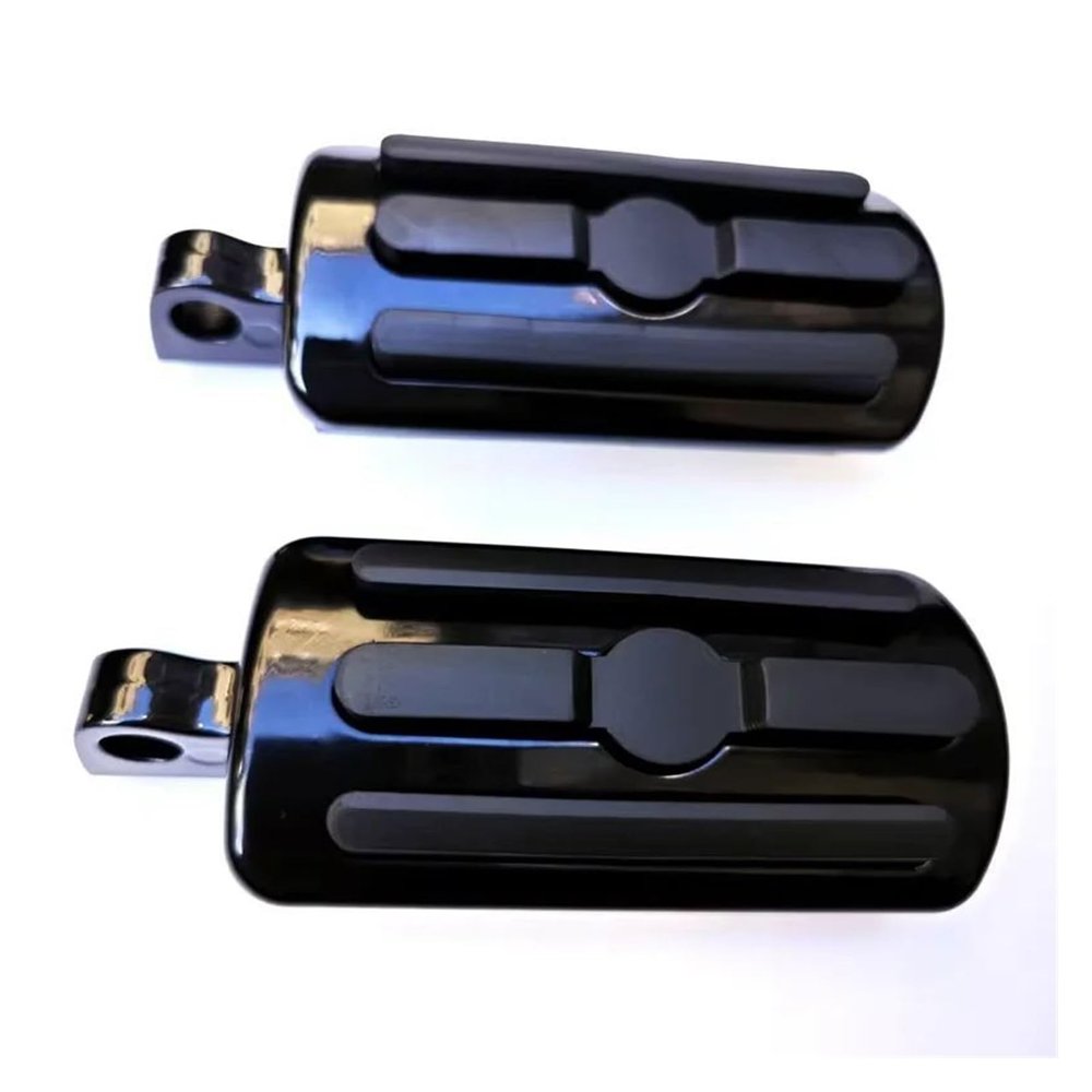 QCWLDKJRV Gloss Black and Chrome Motorcycle FootPegs Rest Fit for Harley XL Sportster Fit for Softail Glide Fat Boy(Gloss Black)