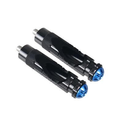 QCWLDKJRV Motorcycle Footrest Efficient Slip Rearset Footrests Rest Motorbike Rear Footpegs Thread Rear Set Pedals(Black-Blue)