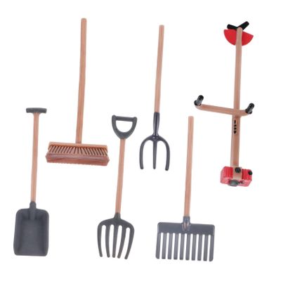 DECHOUS 6pcs Farm Tool Set Realistic Simulation Play Set for Boys and Girls Table Decor Landscape Accessory