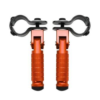QCWLDKJRV Aluminum Motorcycle Part 8mm Universal Pedals Folded Footrest Footpeg Motorcycles Mopeds(Orange)