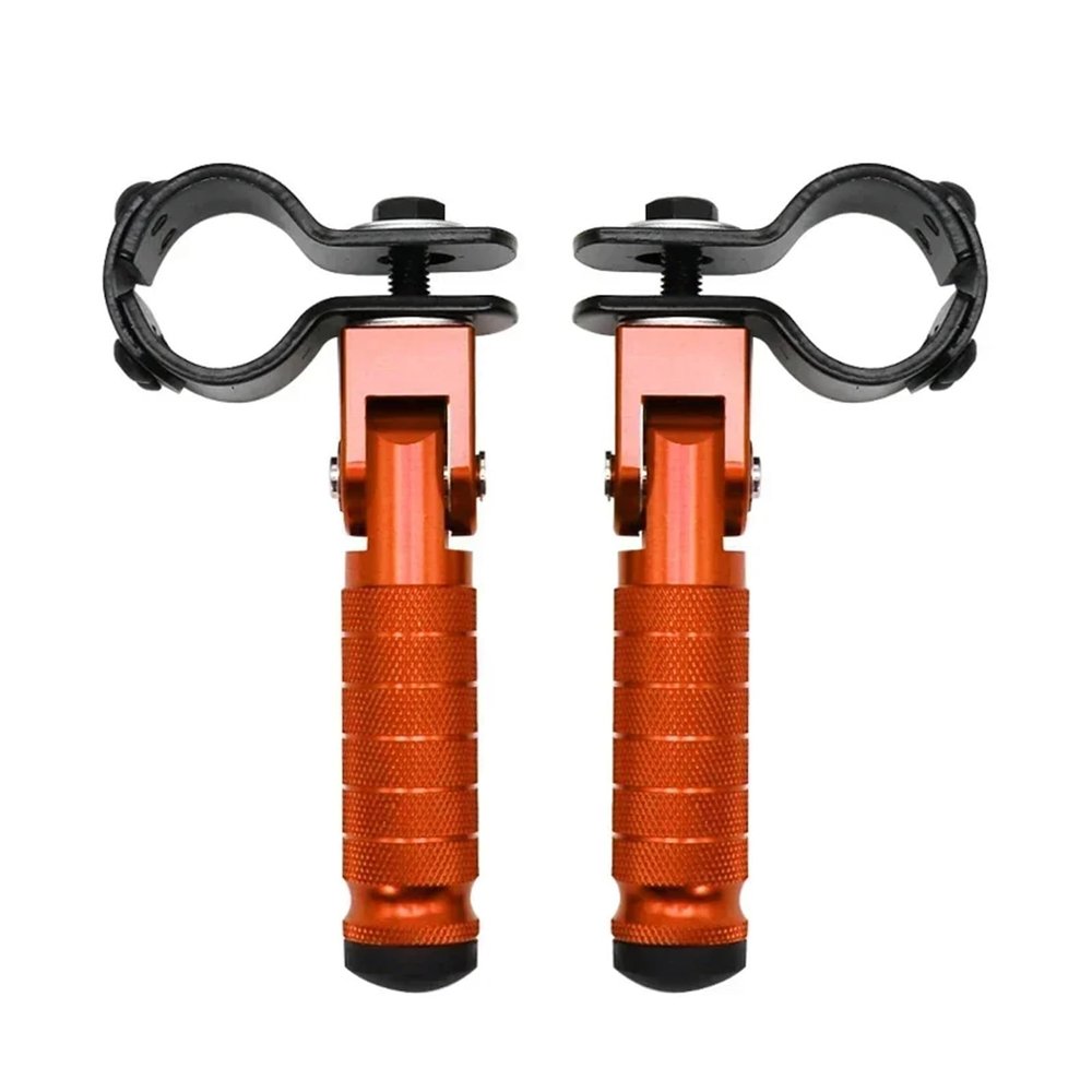 QCWLDKJRV Aluminum Motorcycle Part 8mm Universal Pedals Folded Footrest Footpeg Motorcycles Mopeds(Orange)