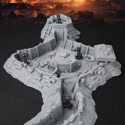AUSPDICE RPG Terrain AF695 Trench Set  Modular Defensive Position for DND Map Layouts, Wargame Accessories, Dungeon Walls, 1/100 Scale RPG Games